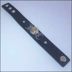 Wide Leather Hearts Snap Button Bracelet with Snap Button