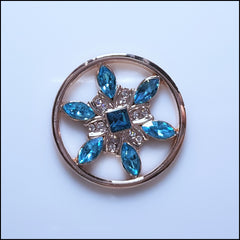 Coin for Coin Pendant - Crystal Blue Flower Rose Gold