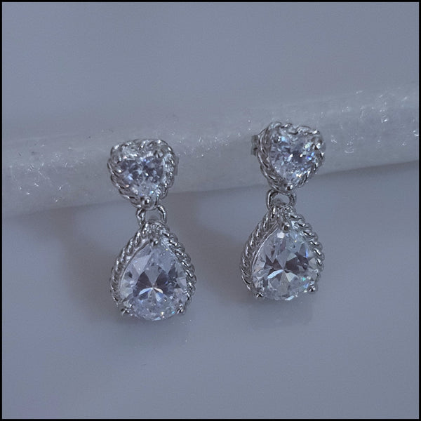 Sterling Silver Tear Shaped Crystal Drop Studs