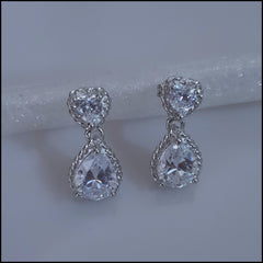 Sterling Silver Tear Shaped Crystal Drop Studs