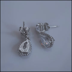 Sterling Silver Tear Shaped Crystal Drop Studs