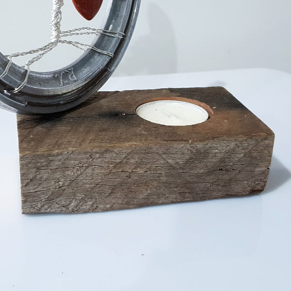 Rustic Candle Holder for Tree of Life Horseshoe - Candle Beside