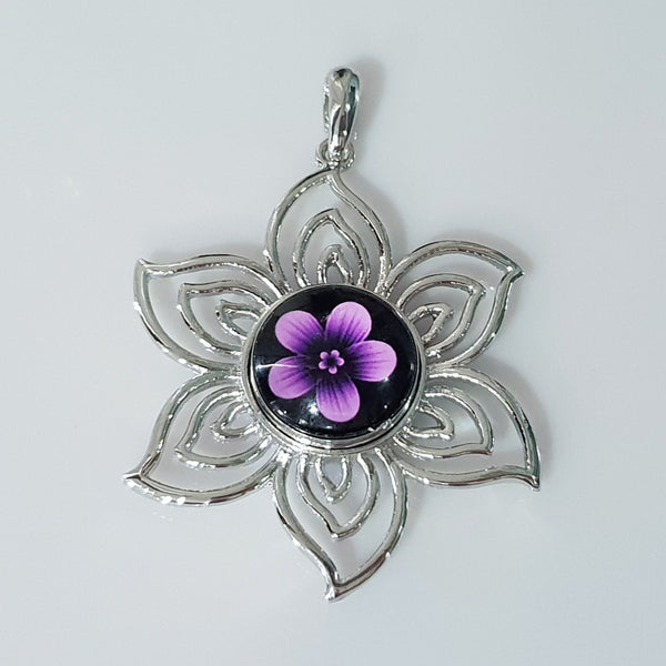 Open Flower Snap Pendant with Snap Button