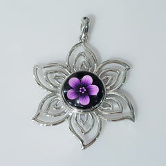 Open Flower Snap Pendant with Snap Button