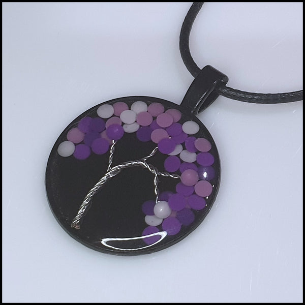 Handmade Resin Tree Pendant - Purple