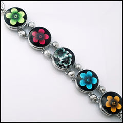5 Snap Button Flower Bracelet Set