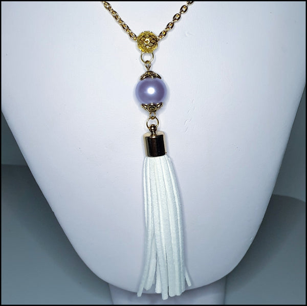 Handmade Tassel Necklace - White