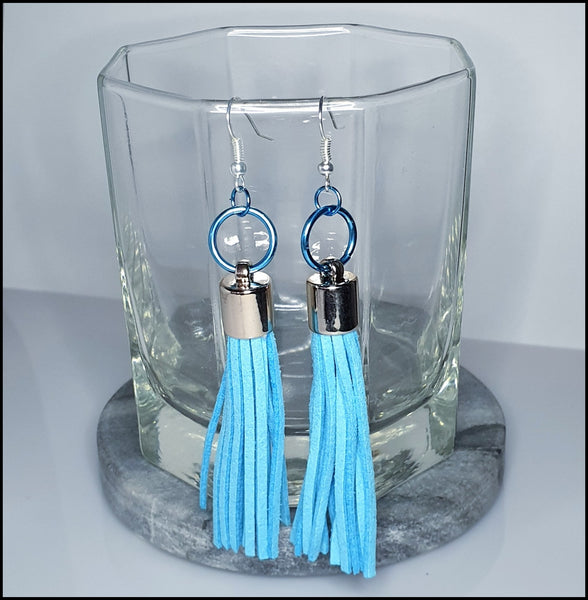 Handmade Tassel Earrings - Blue
