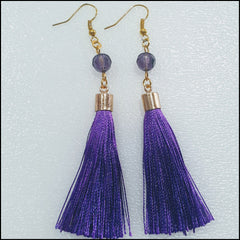 Handmade Fine Tassel Earrings - Purple