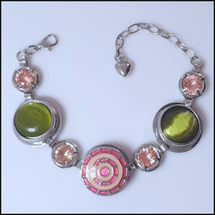 Pink Crystal 3 Snap Button Bracelet