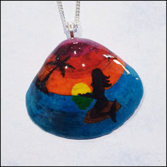 Shell Pendant - Sunset with Mermaid
