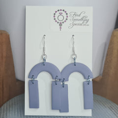 Polymer Clay Earrings Broken Arch - Bluestone