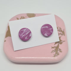 Polymer Clay Studs - Rose/white swirl