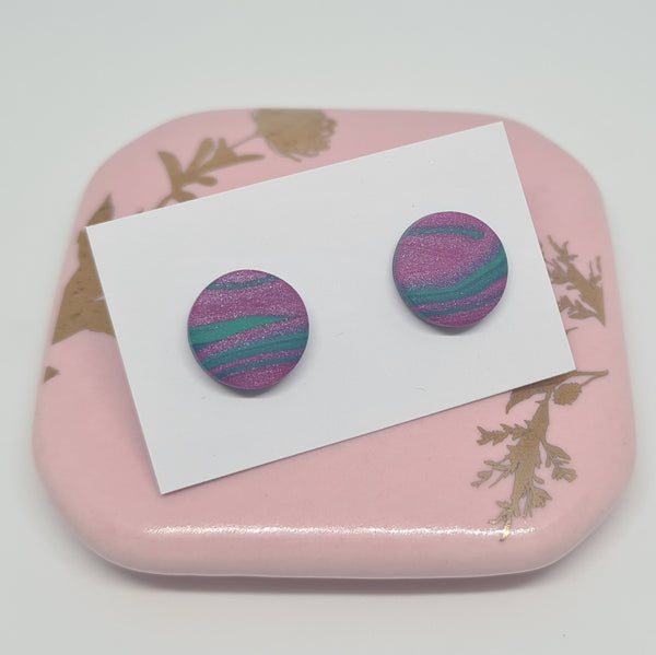 Polymer Clay Studs - Rose/green