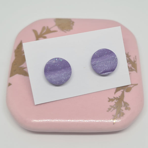 Polymer Clay Studs - Light purple & White