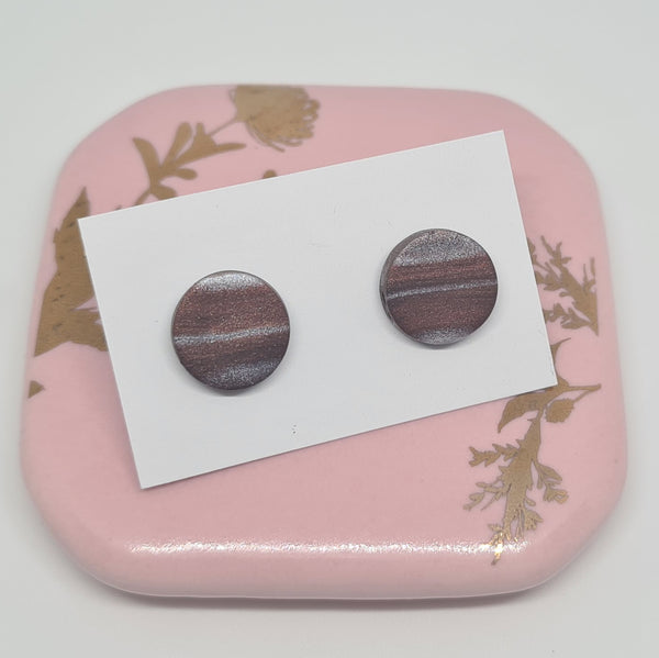 Polymer Clay Studs - Brown Striped