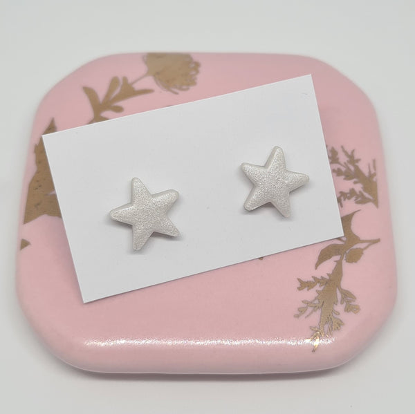 Polymer Clay Studs - White Star