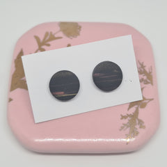 Polymer Clay Studs - Black with Gold/Copper Flecks