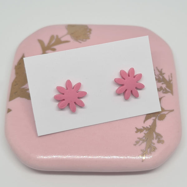 Polymer Clay Studs - Pink Flower