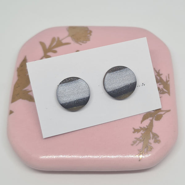 Polymer Clay Studs - White/Black/Gold