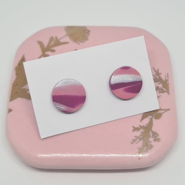 Polymer Clay Studs - Rose/Pink/White Swirl