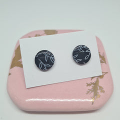 Polymer Clay Studs - Black/white print with Resin