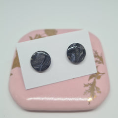Polymer Clay Studs - Black/Blue/Gold mix with Resin