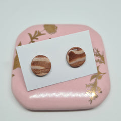 Polymer Clay Studs -Earthy Swirl with Resin
