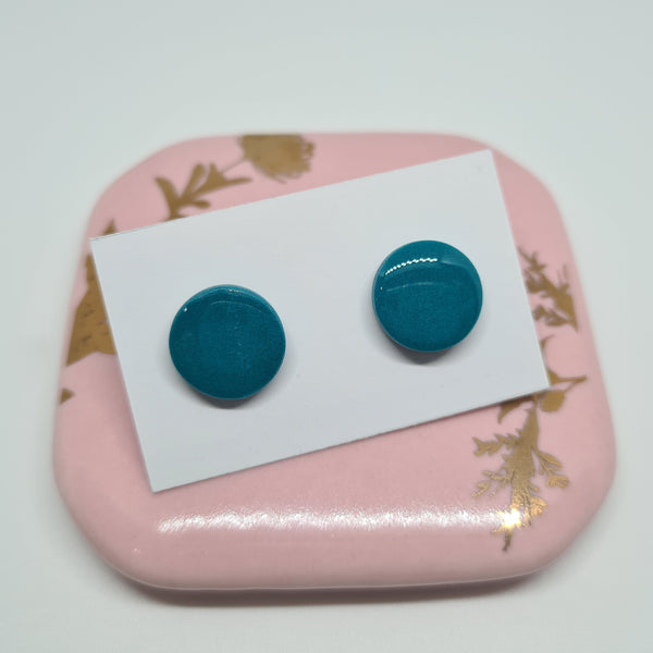 Polymer Clay Studs - Teal with Resin