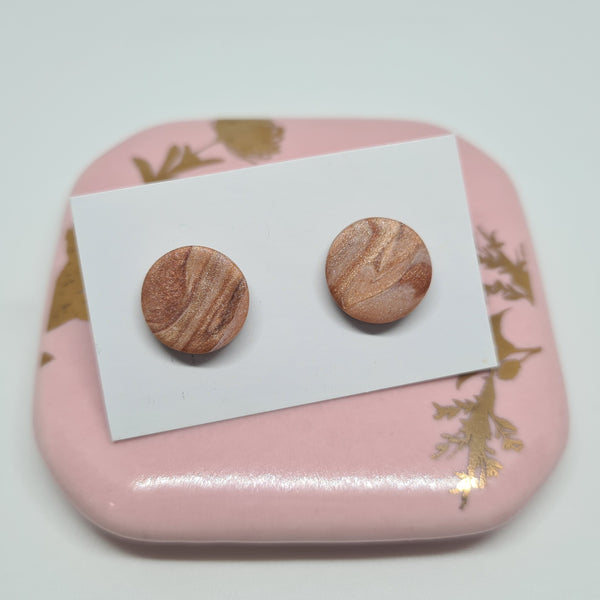 Polymer Clay Studs - Earthy Fine Swirl