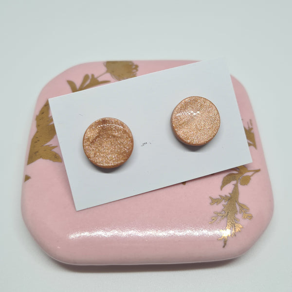 Polymer Clay Studs - Sparkly Tan with Resin