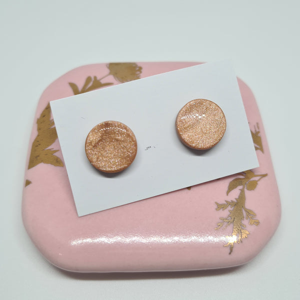 Polymer Clay Studs - Sparkly Tan with Resin