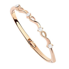 White Austrian Crystal Rose Gold Bangle - Find Something Special