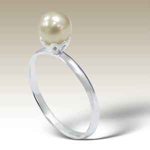 Cream Pearl Sterling Silver Stacking Ring