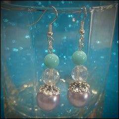 Handmade Earrings - Teal and Purple Drop - Find Something Special