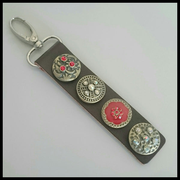 Leather 4 Snap Key Ring - Brown Set 2