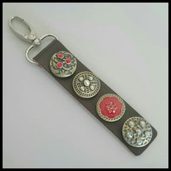 Leather 4 Snap Key Ring - Brown Set 2 - Find Something Special