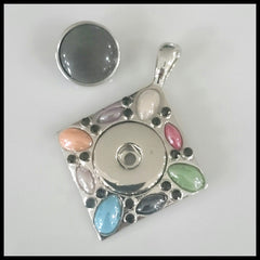 Multicolour Diamond Snap Pendant with Snap Button - Find Something Special - 2