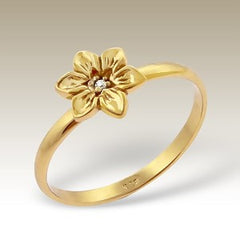Crystal Centre Flower Gold Plated Sterling Silver Stacking Ring - Find Something Special