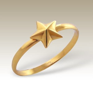 Star Gold Plated Sterling Silver Stacking Ring