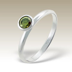 Green Single Crystal Sterling Silver Stacking Ring - Find Something Special