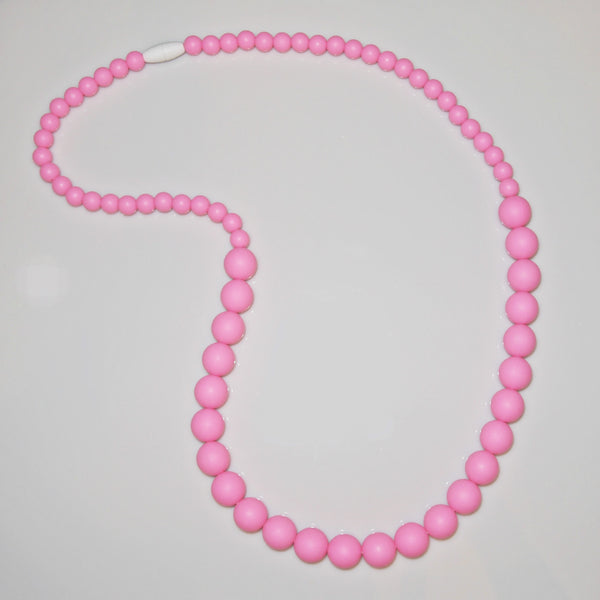 Silicone Round Bead Teething Necklace - Baby Pink