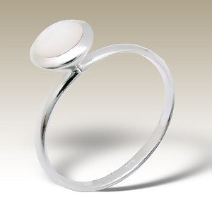 Opaque White Sterling Silver Stacking Ring