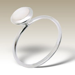 Opaque White Sterling Silver Stacking Ring - Find Something Special