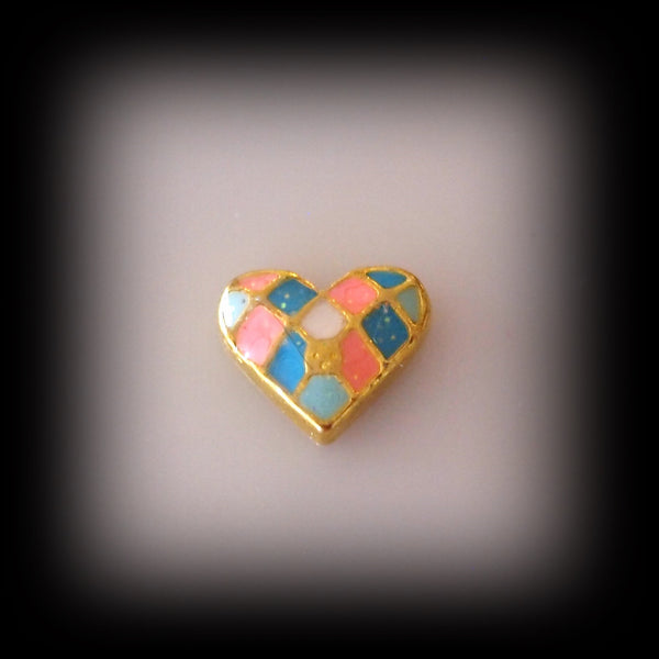 Patchwork Heart Floating Charm