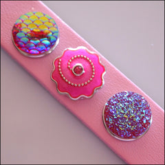 Wide Leather 3 Snap Bracelet Pink - Set 1 - Find Something Special - 2