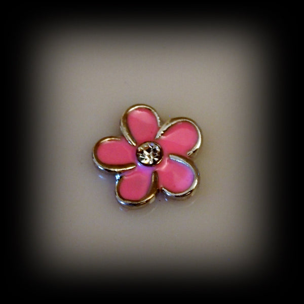 Pink Crystal Flower Floating Charm