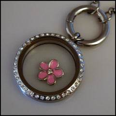 Pink Crystal Flower Floating Charm - Find Something Special