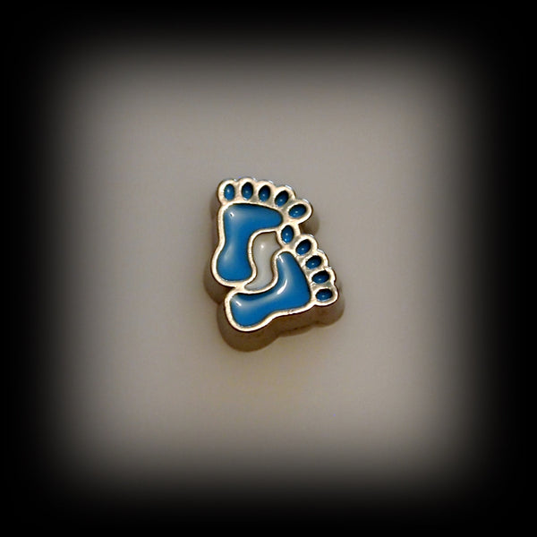 Blue Baby Feet Floating Charm