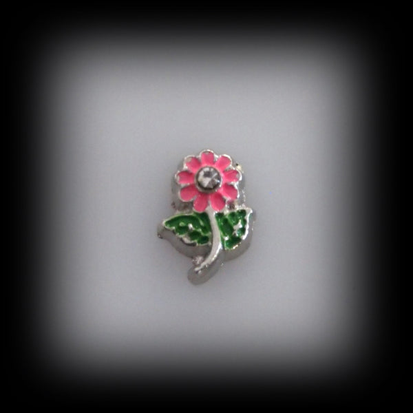 Pink Stem Flower Floating Charm